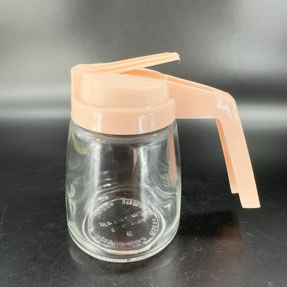 Vintage Federal Housewares 12 oz Glass Syrup Dispenser w Pink Plastic Lid Retro - Picture 12 of 12